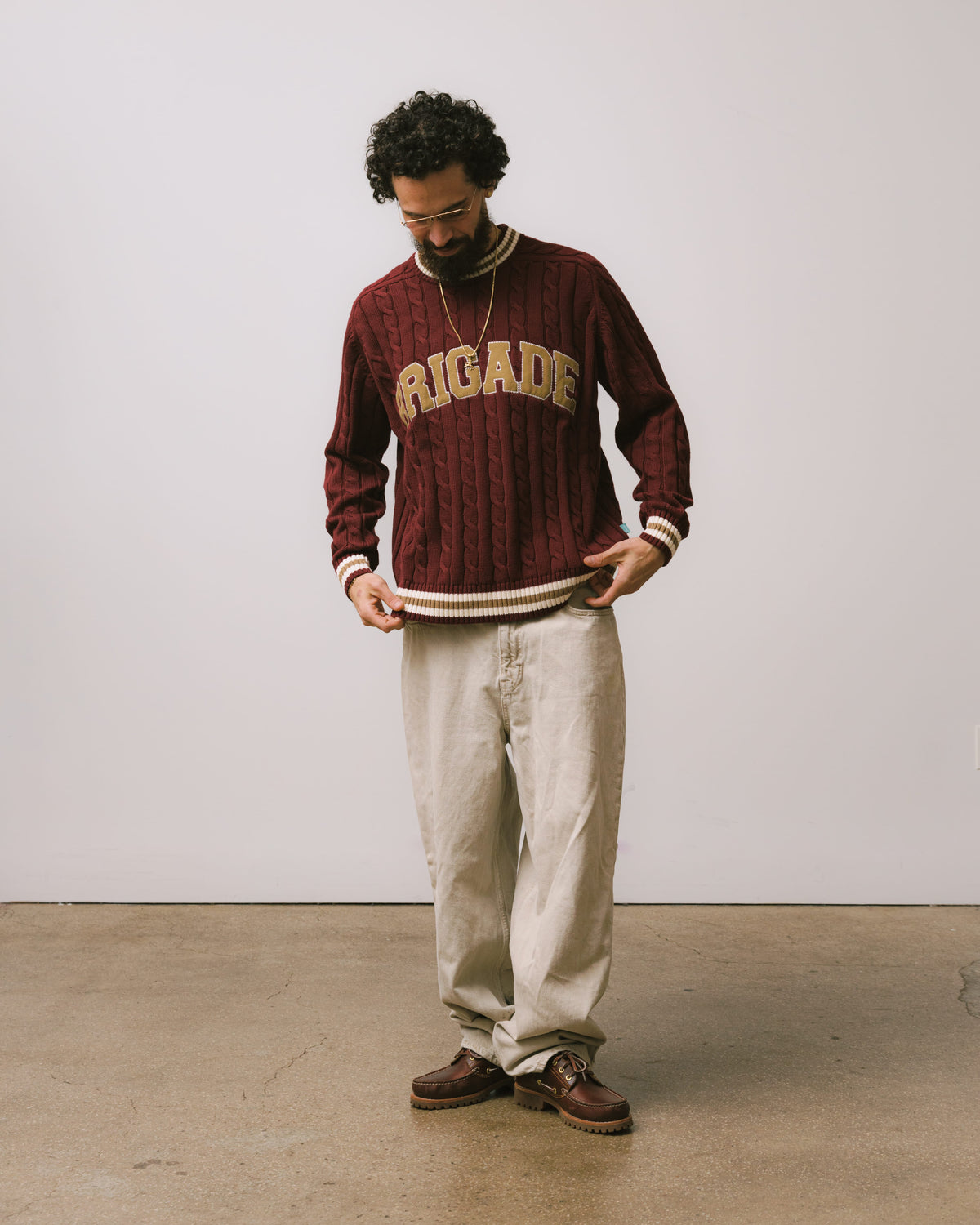 Varsity Cable Knit Sweater