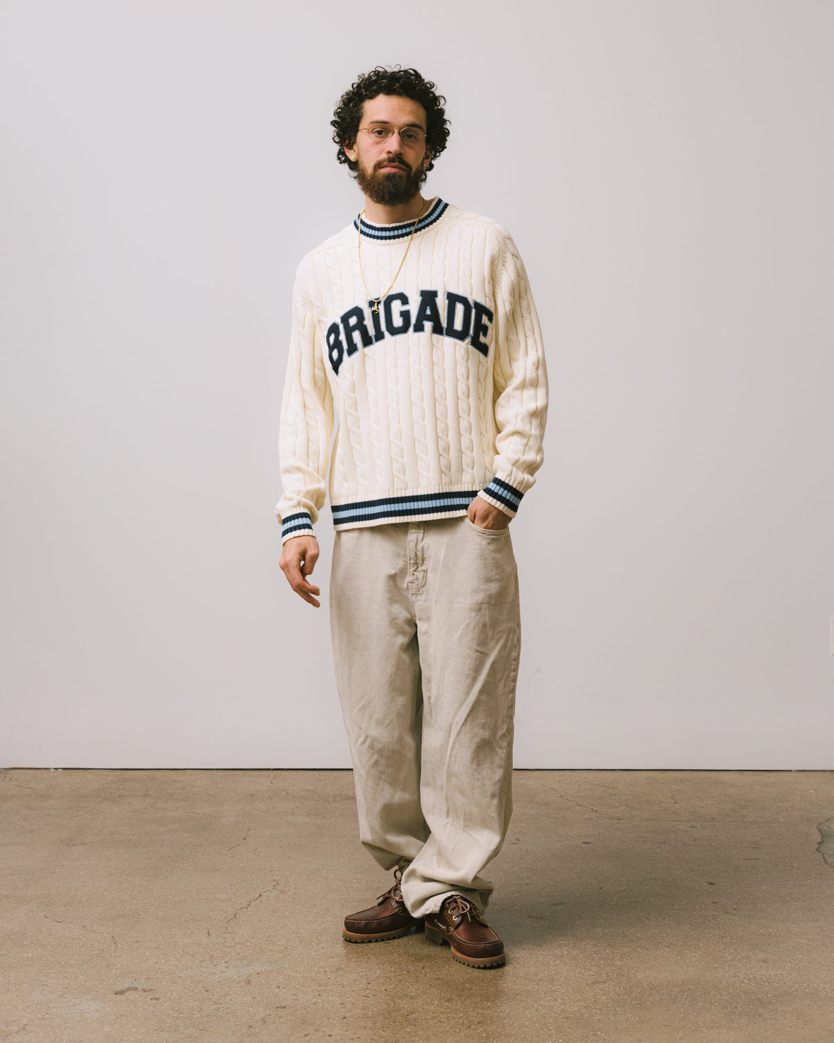 Varsity Cable Knit Sweater